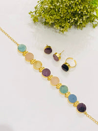 Thumbnail for Raw Stone Purple Necklace Set