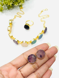 Thumbnail for Raw Stone Purple Necklace Set