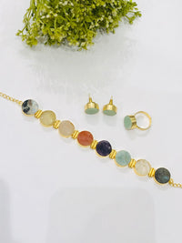 Thumbnail for Raw Stone Green Necklace Set