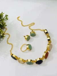 Thumbnail for Raw Stone Green Necklace Set