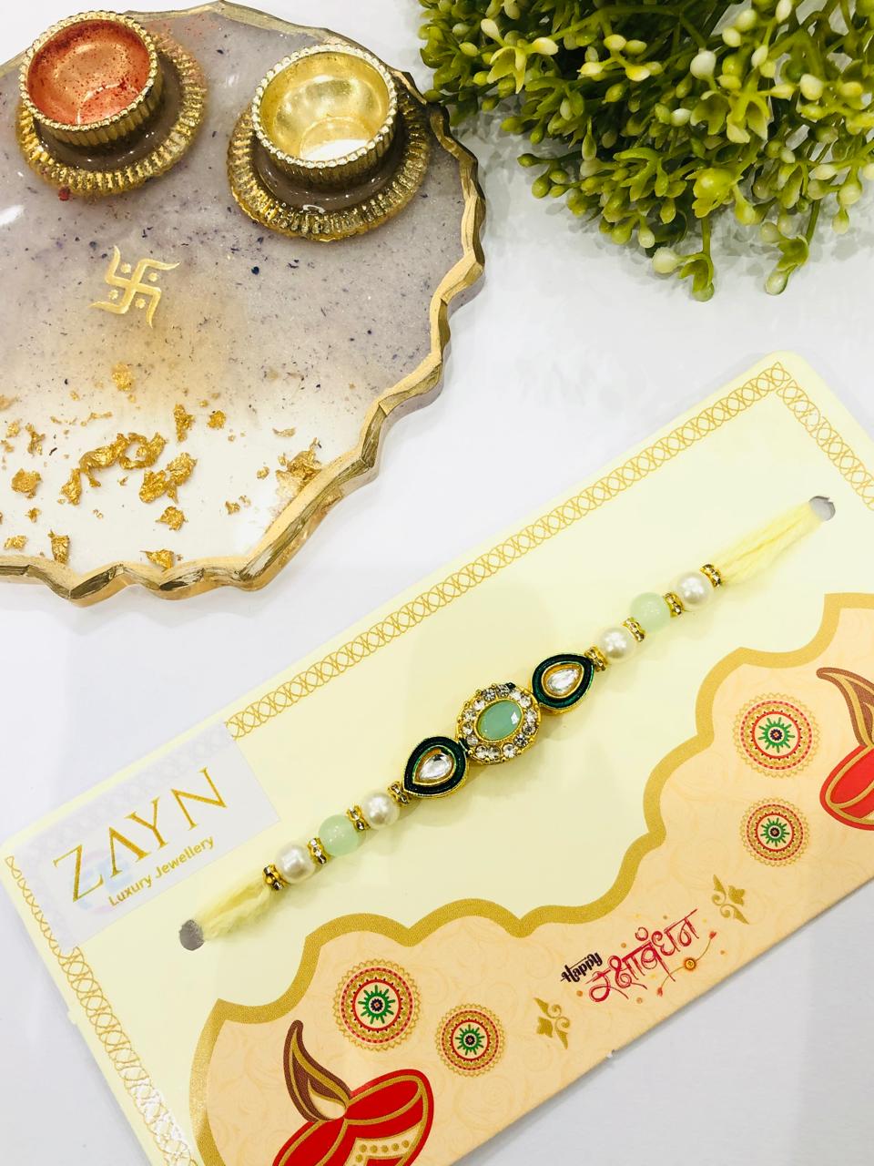 Kundan Pearl String Rakhi