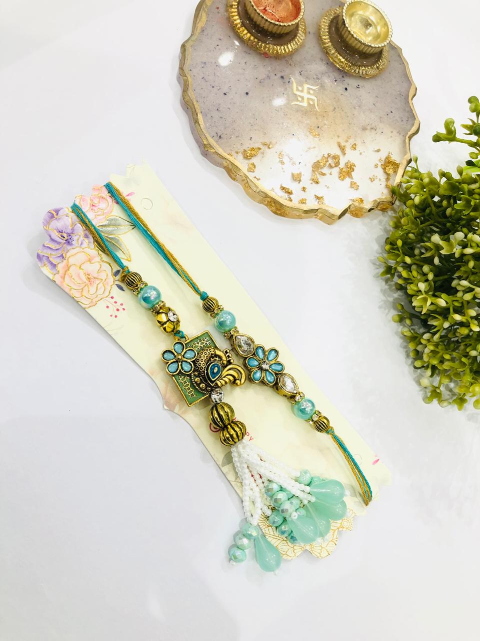 Mint Peacock Rakhi