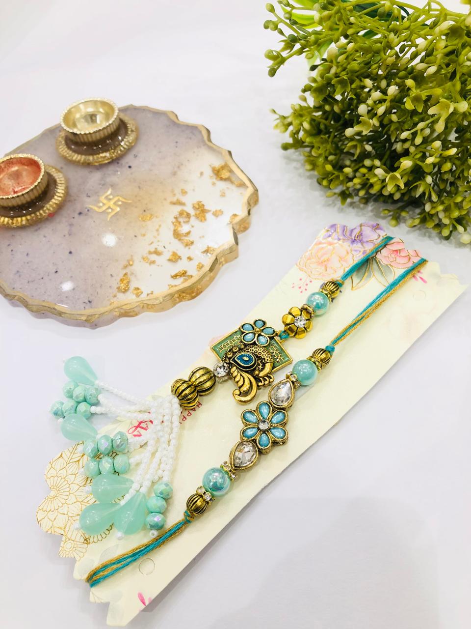 Mint Peacock Rakhi
