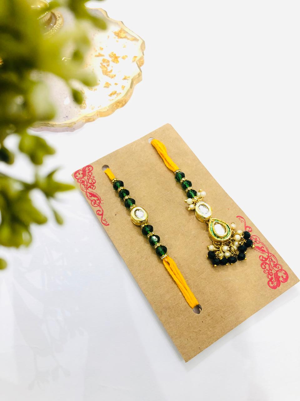 Emerald Kundan Rakhi