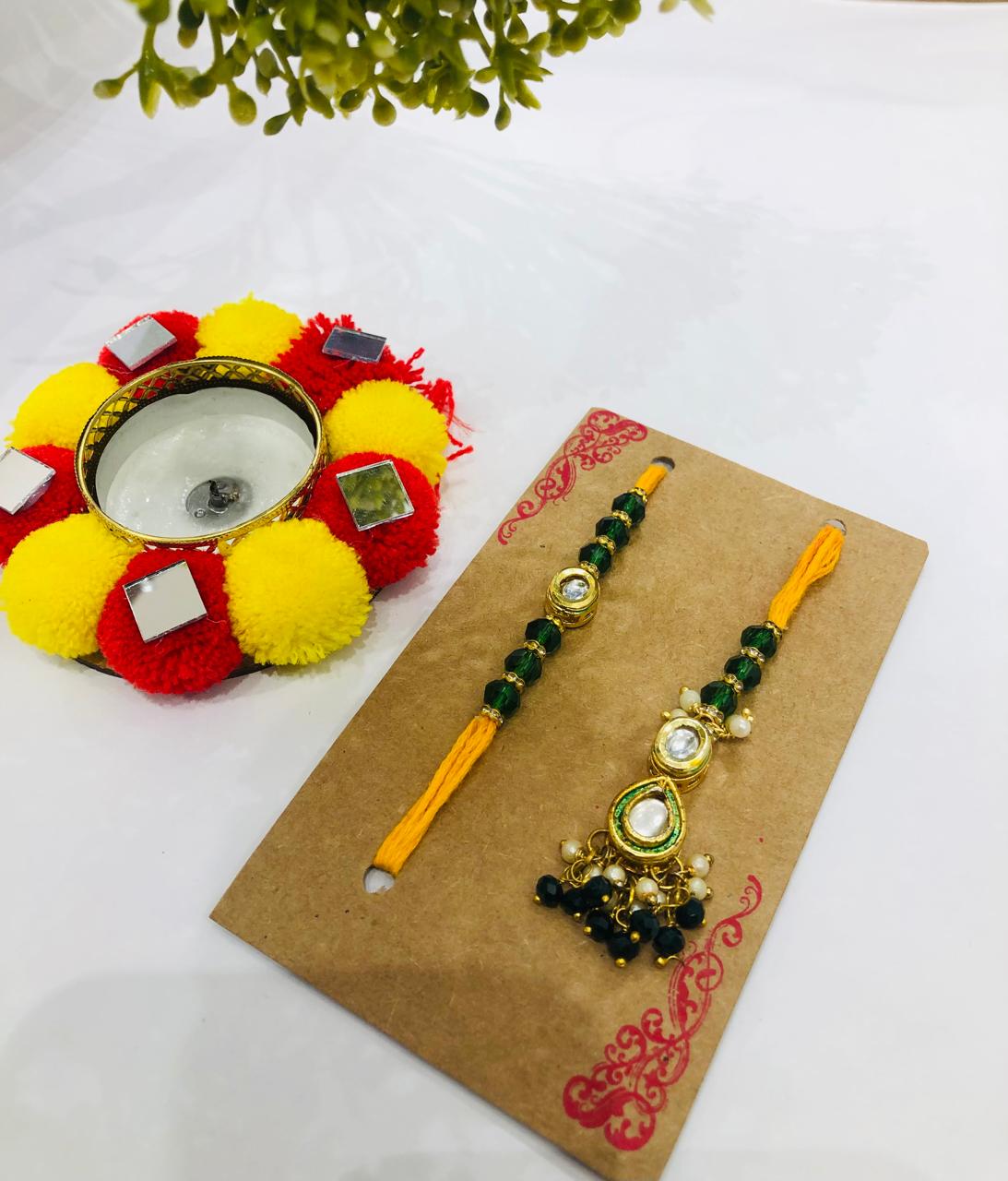 Emerald Kundan Rakhi
