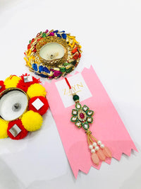 Thumbnail for Kundan Flower Lummba Rakhi