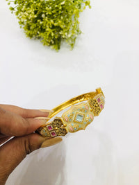 Thumbnail for Meenakari Pink Stone Bracelet