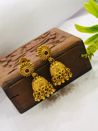 Thumbnail for Red Stone Flower Earrings