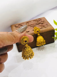 Thumbnail for Red Stone Flower Earrings