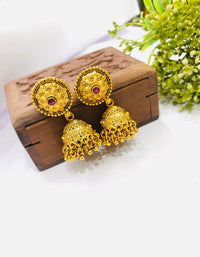 Thumbnail for Ruby Stone Circle Earrings
