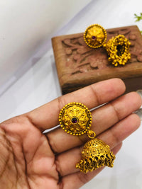 Thumbnail for Ruby Stone Circle Earrings