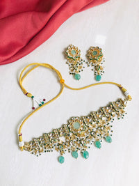 Thumbnail for Mint Blossom Kundan Necklace Set