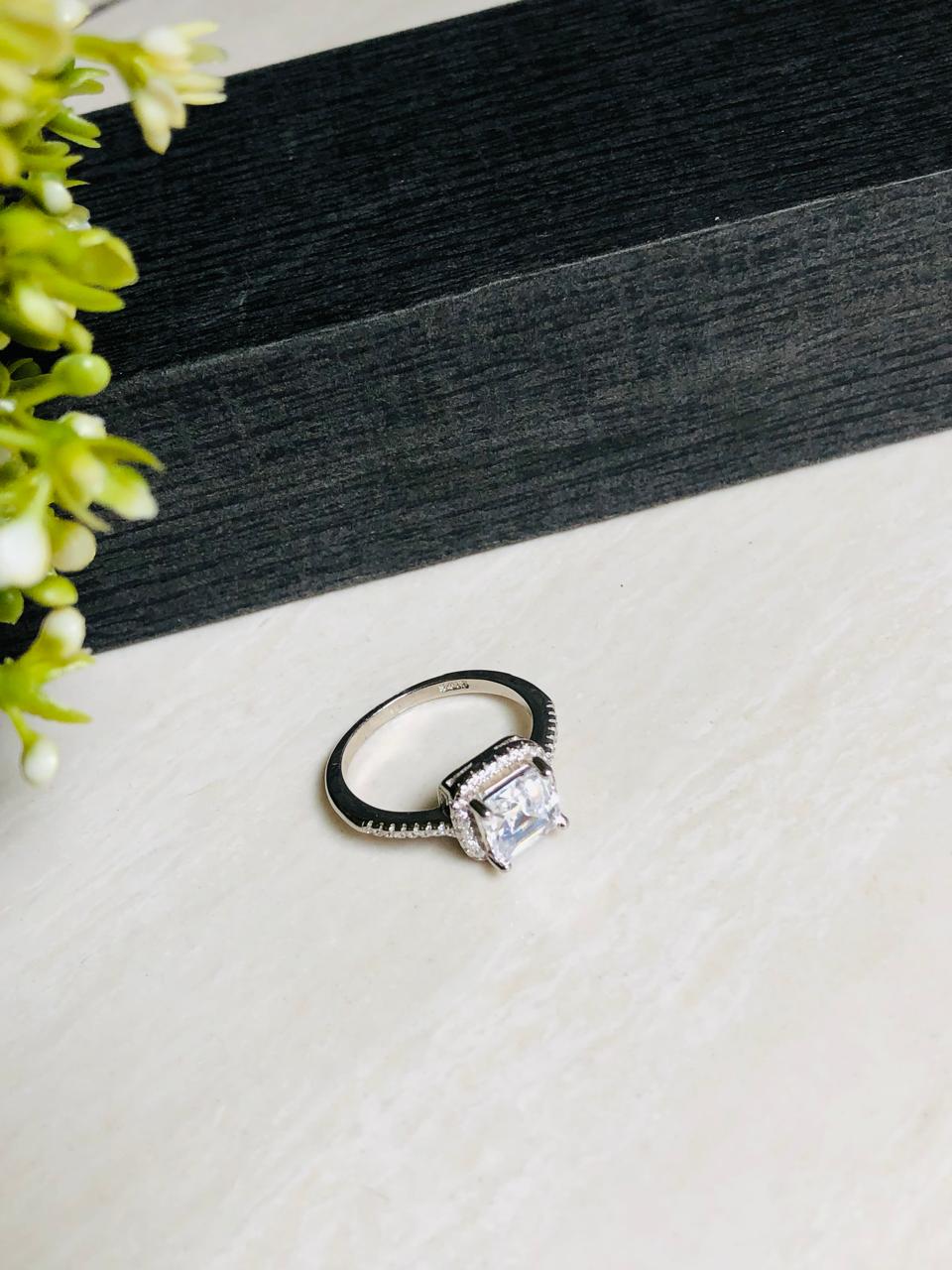 925 Silver Square Sleek Ring