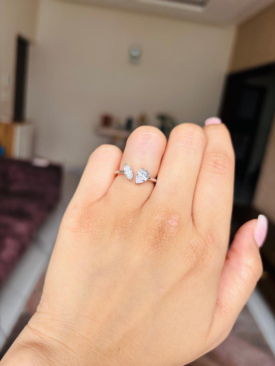 925 Silver Drop Leaf Ring