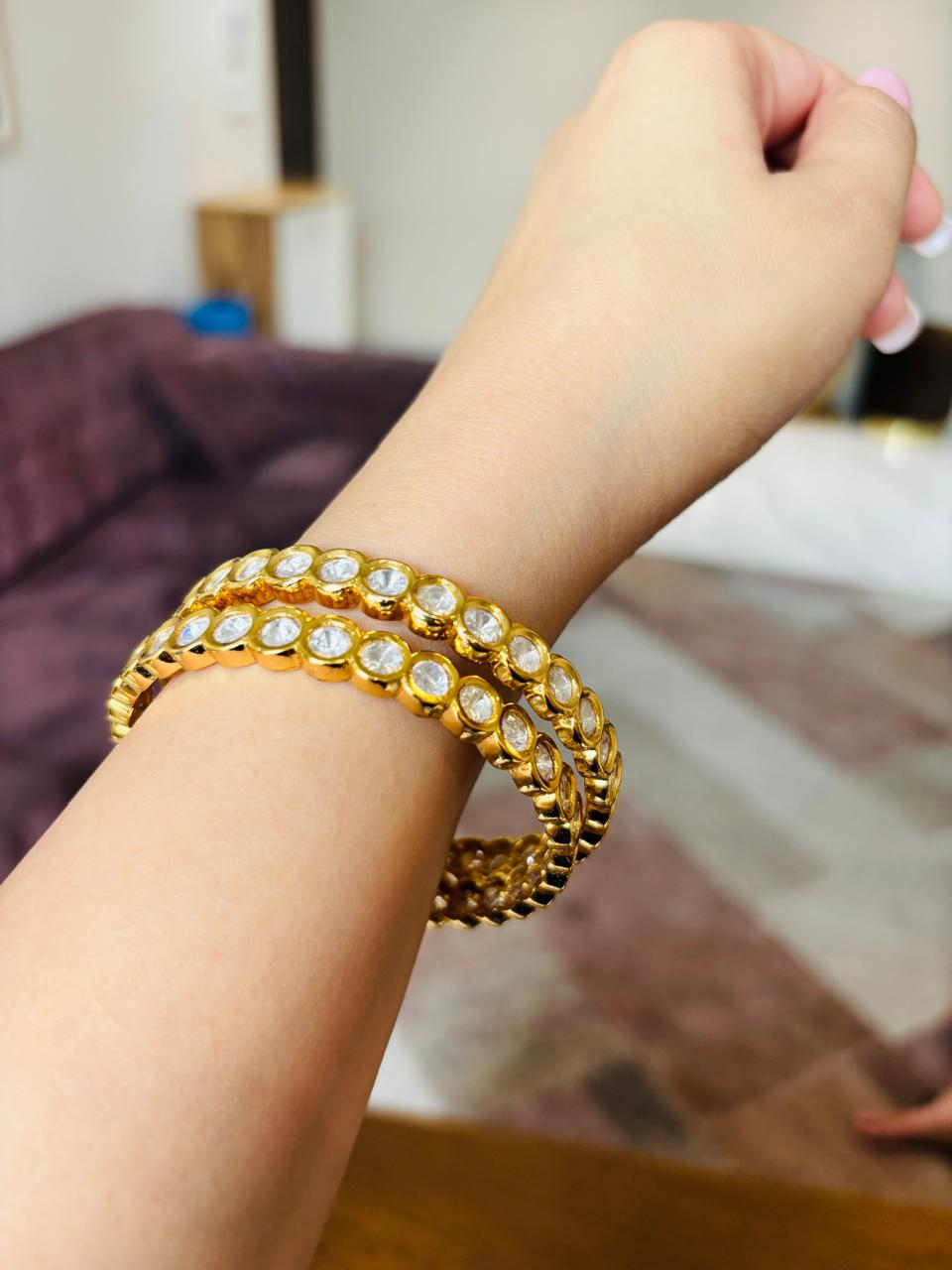 Gold Plated Polki Bangle