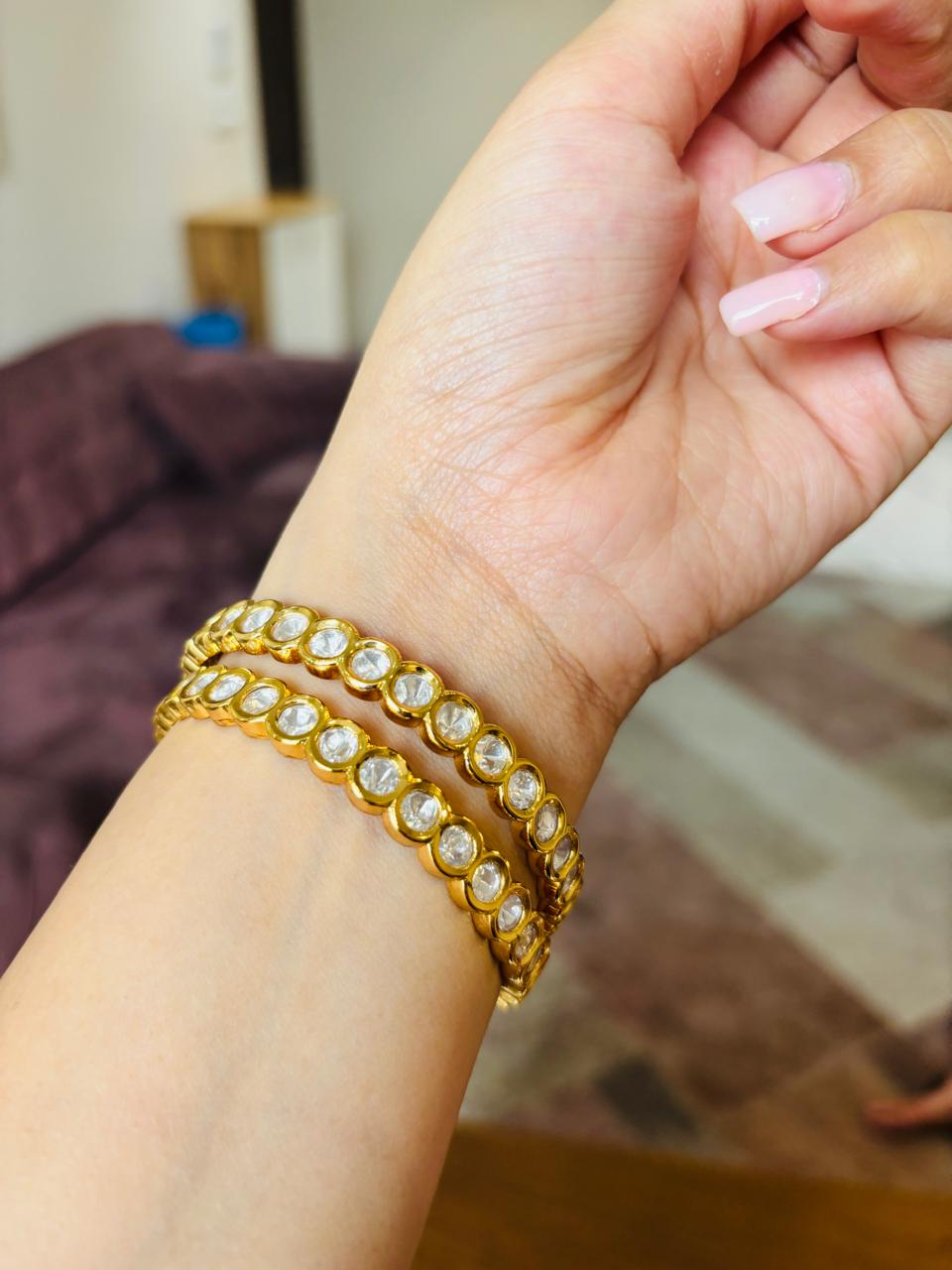 Gold Plated Polki Bangle