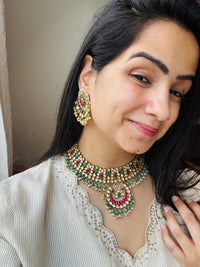 Thumbnail for Kundan Semi Precious Pearl Necklace Set