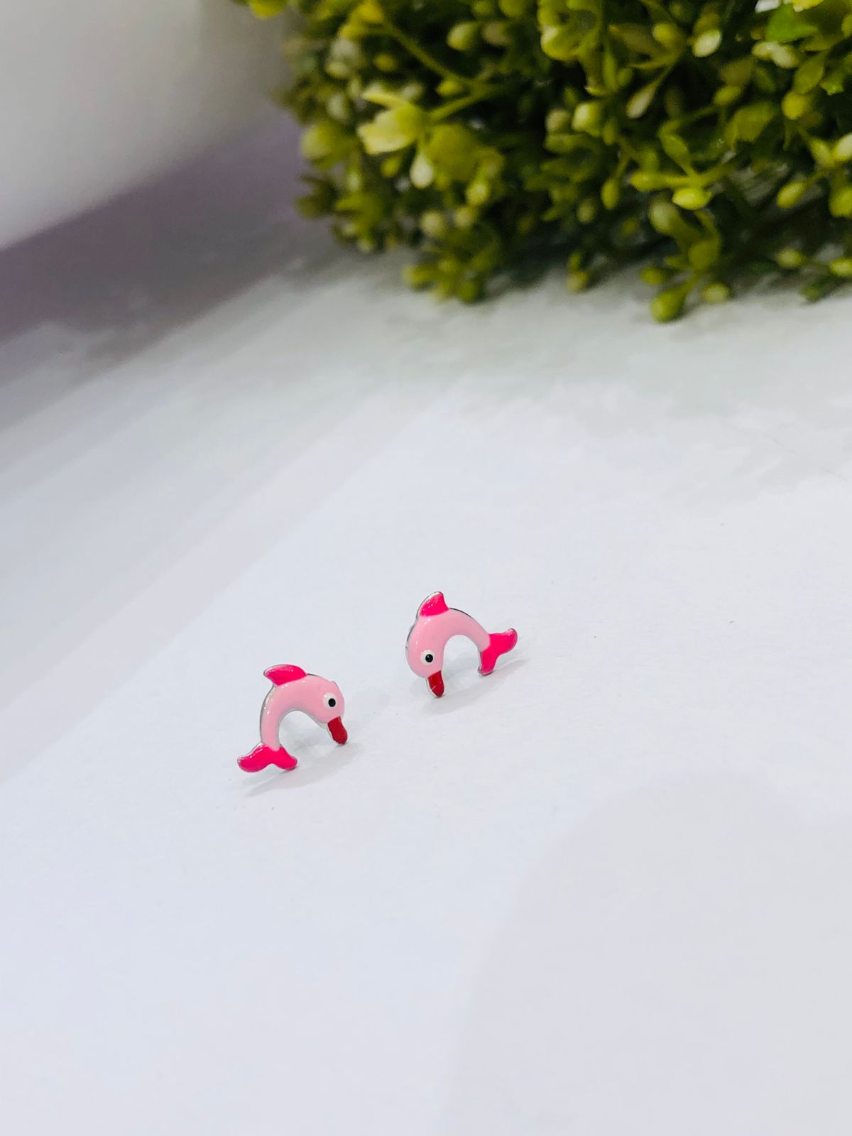 925 Silver Pink Dolphin Earrings