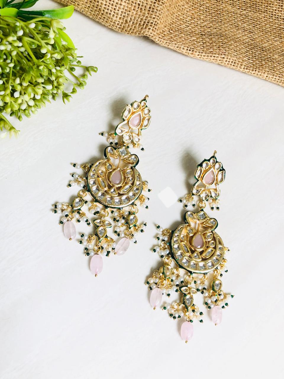 Pink Kundan Earrings