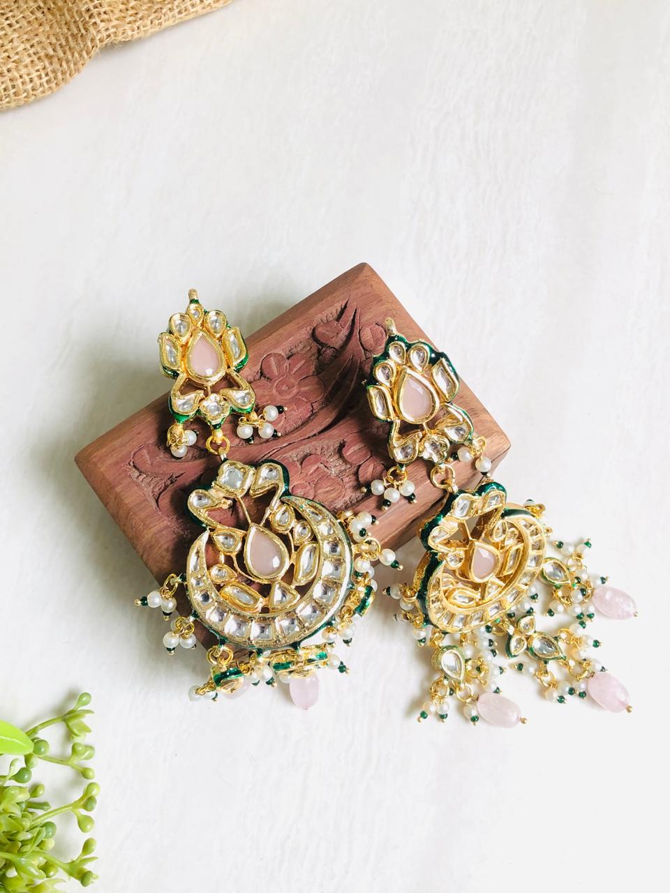 Pink Kundan Earrings