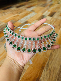 Thumbnail for Green Square Drop Necklace Set