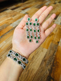 Thumbnail for Green Square Drop Necklace Set