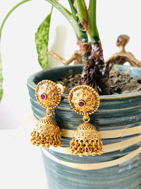 Thumbnail for Ruby Stone Circle Earrings