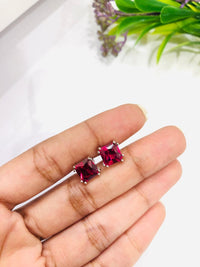 Thumbnail for 925 Silver Red Square Earrings