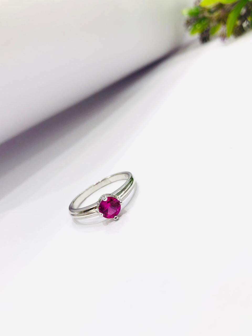 925 Silver Pink Stone Ring