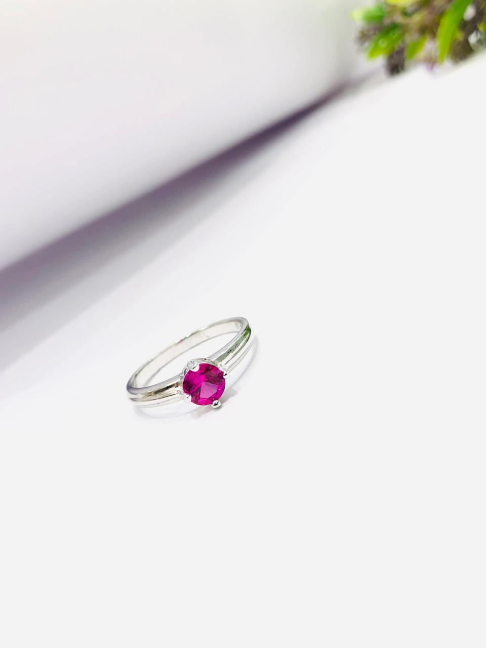 925 Silver Pink Stone Ring