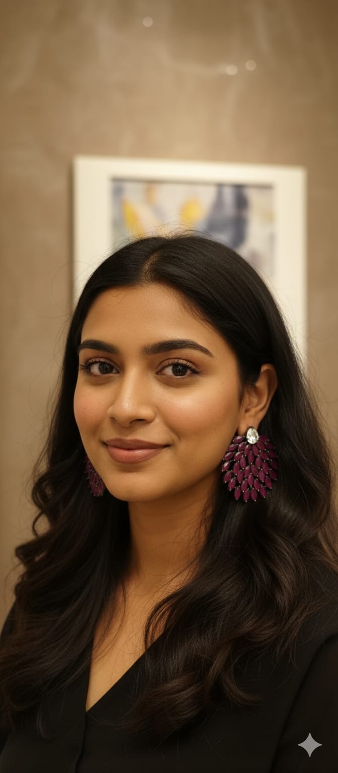 Ruby Leaf Stud Earrings