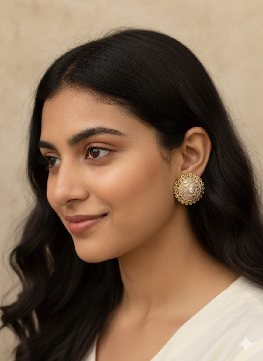 Pink Meenakari Stud Earrings