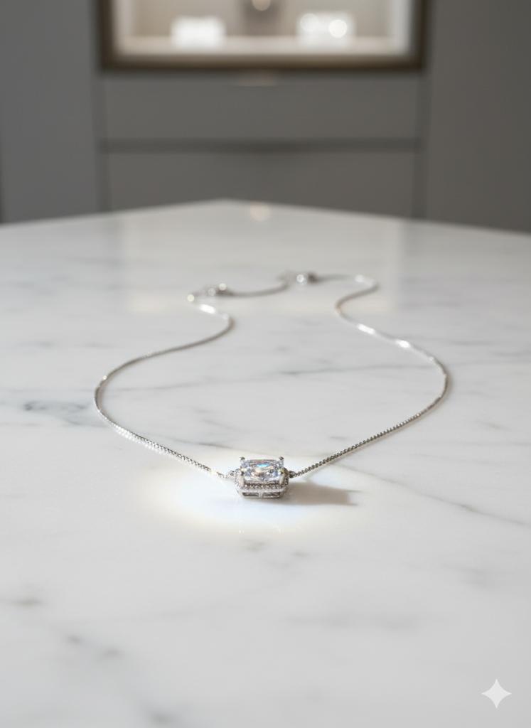 925 Silver Baguette Stone Chain