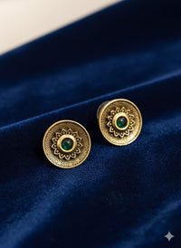Thumbnail for Antique Green Round Earrings