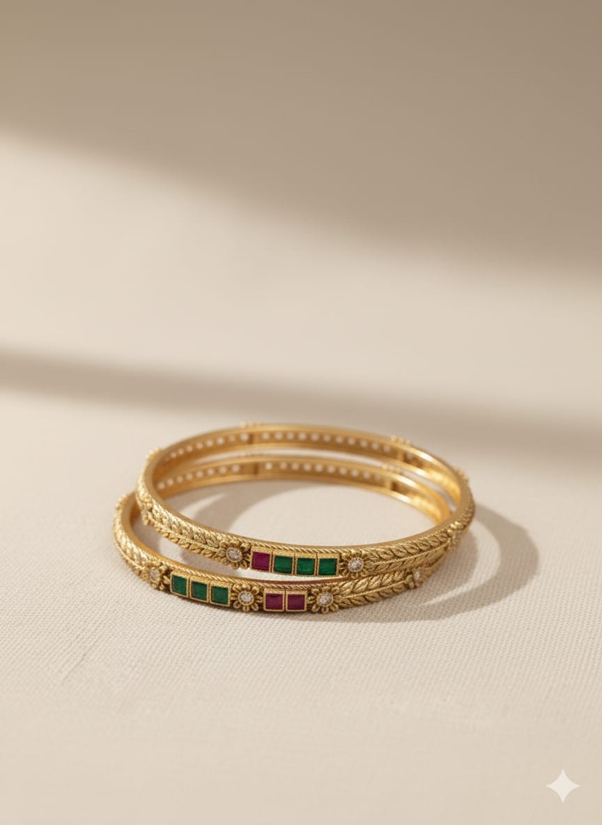 Ruby Emerald Stone Bangle