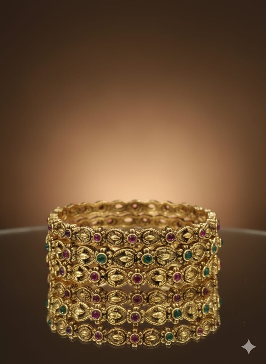 Antique Floral Stone Bangle