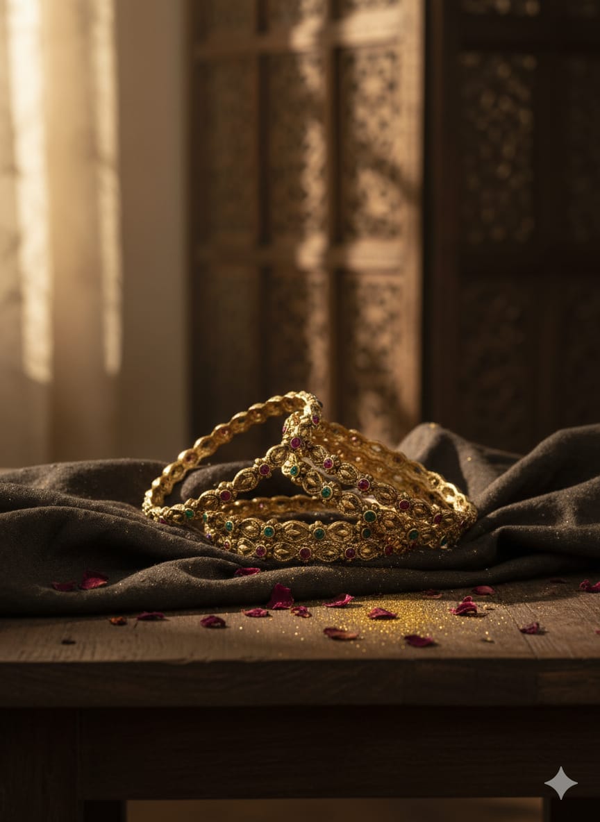 Antique Floral Stone Bangle