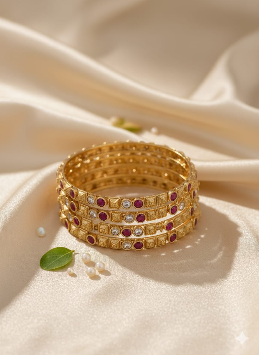 Antique Ruby White Stone Bangle