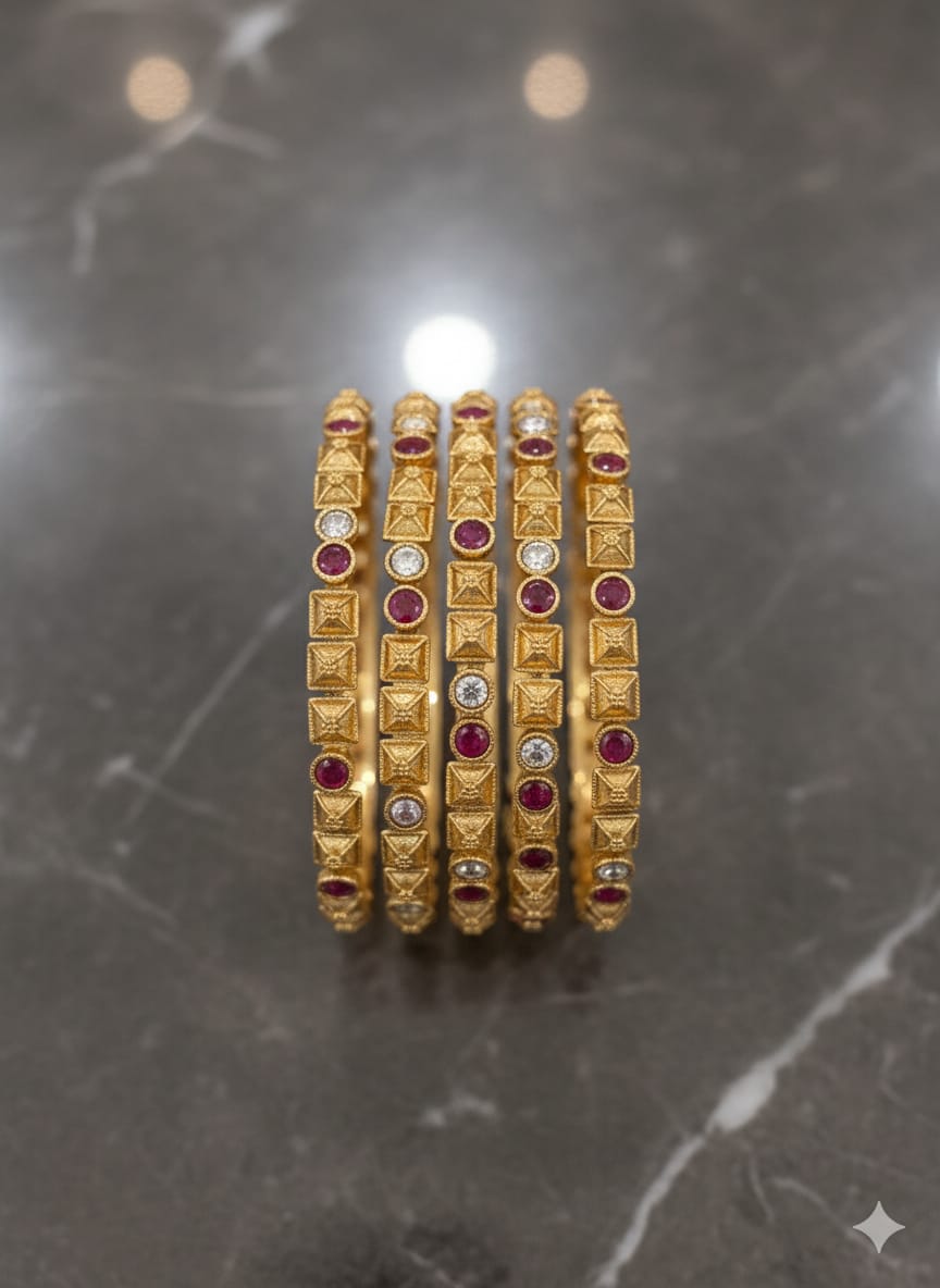 Antique Ruby White Stone Bangle