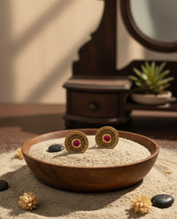 Thumbnail for Antique Red Round Earrings