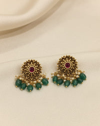 Thumbnail for Green Beads Flower Earrings