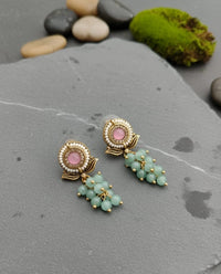 Thumbnail for Pink Stone Green Beads Earrings