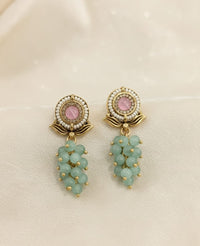 Thumbnail for Pink Stone Green Beads Earrings
