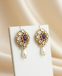 Thumbnail for Purple Drop Kundan Earrings