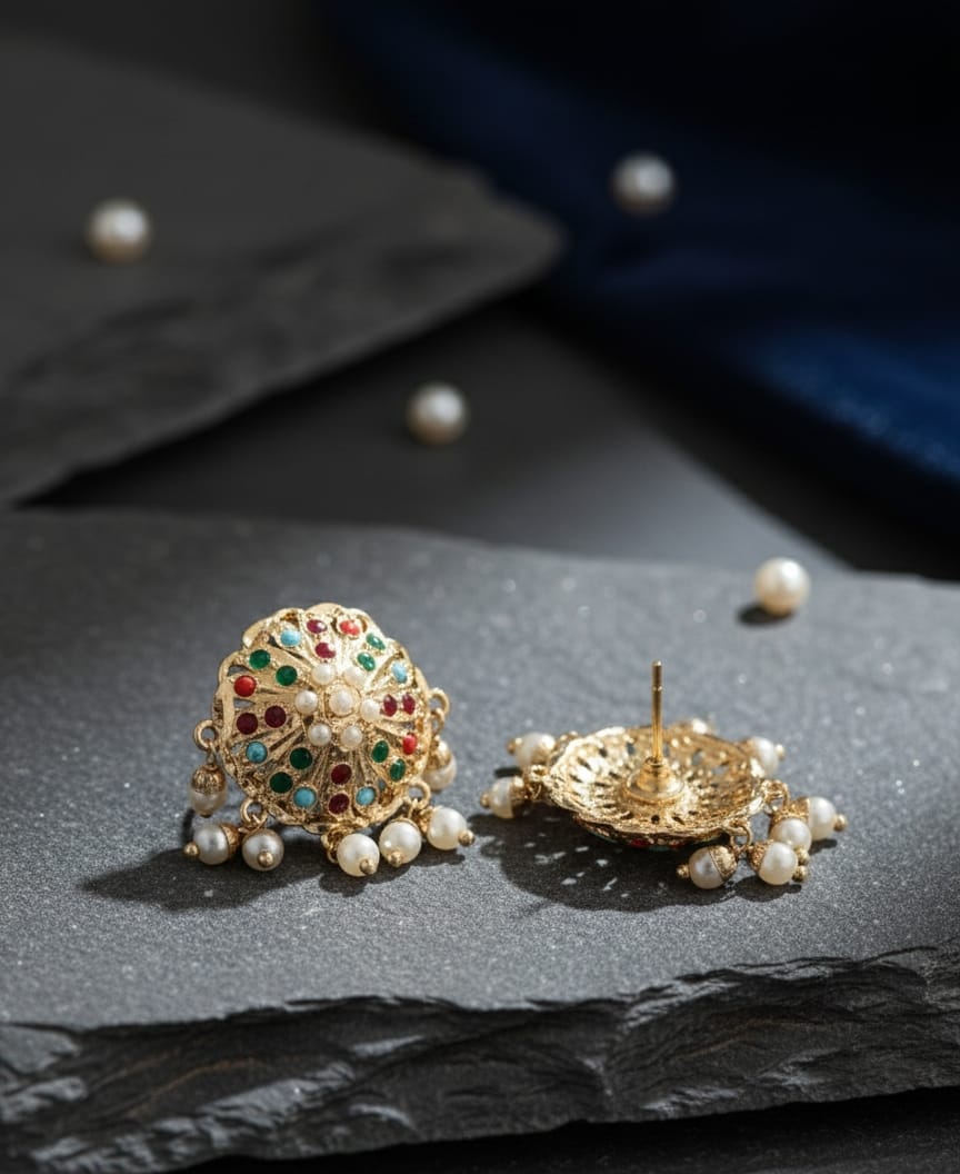 Multi Jadau Pearl Earrings