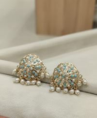 Thumbnail for Turquoise Jadau Pearl Earrings