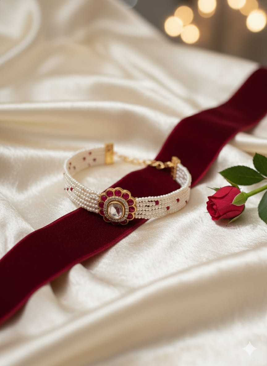 Ruby Pearl Beads Bracelet