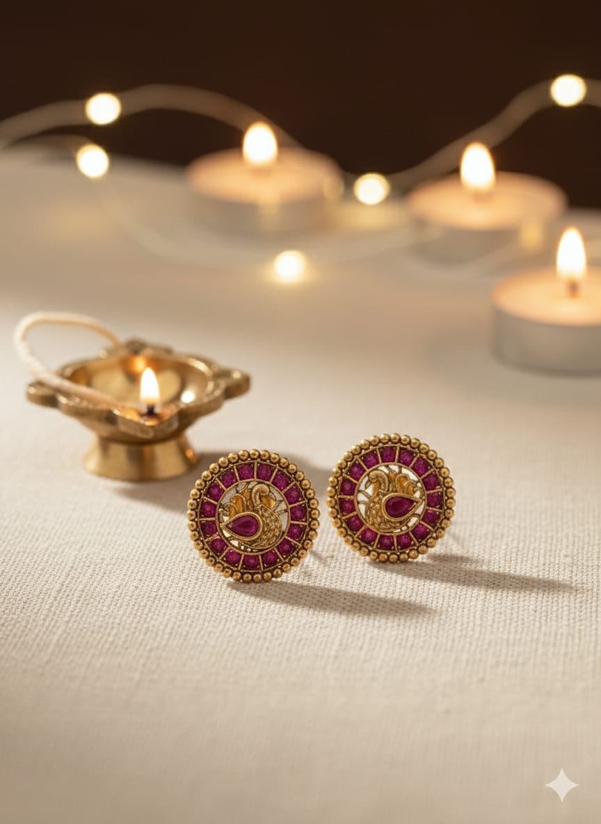 Ruby Peacock Earrings