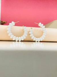 Thumbnail for Flat Pearl Hoop Earrings