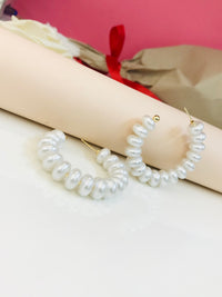 Thumbnail for Flat Pearl Hoop Earrings